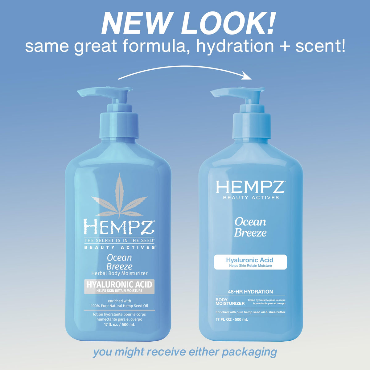 HEMPZ Body Lotion - Ocean Breeze Limited Edition Daily Moisturizing Cream, Shea Butter, Aloe, Body Moisturizer - Skin Care Products, Hemp Seed Oil - 17 Fl Oz 🍁 All In One Marketplace Canada