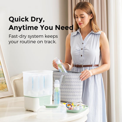 Momcozy Bottle Sterilizer and Dryer, Modular Nesting Space Saving Design, 6 Bottles Capacity, 4 in 1 Compact Sterilizer for Baby Bottles, Breast Pump Parts & Newborn Essentials, Drying Rack Included 🍁 All In One Marketplace Canada