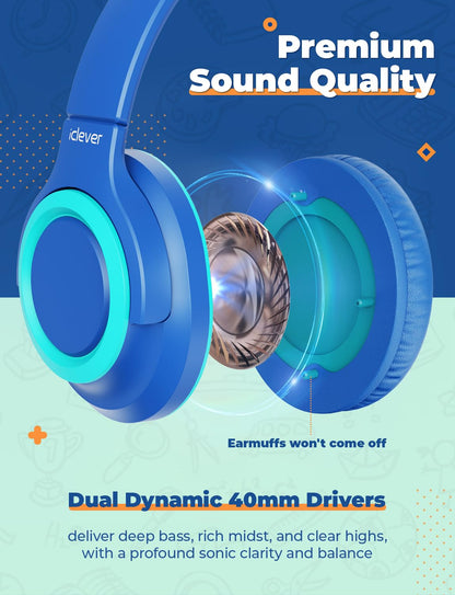 iClever 2Pack Kids Headphones with Sharing Splitter - 85dBA Safe Volume Limited - HS22 Wired Headphones for Kids Teens, Tangle-Free 3.5mm Jack Foldable Stereo Headphone for School/Tablet/Travel 🍁 All In One Marketplace Canada
