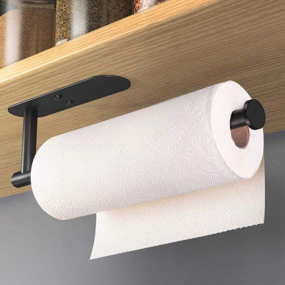 HUFEEOH Black Adhesive Paper Towel Holder Under Cabinet Wall Mount for Kitchen Paper Towel, Stainless Steel Paper Towel Roll Rack for Bathroom Towel 🍁 All In One Marketplace Canada