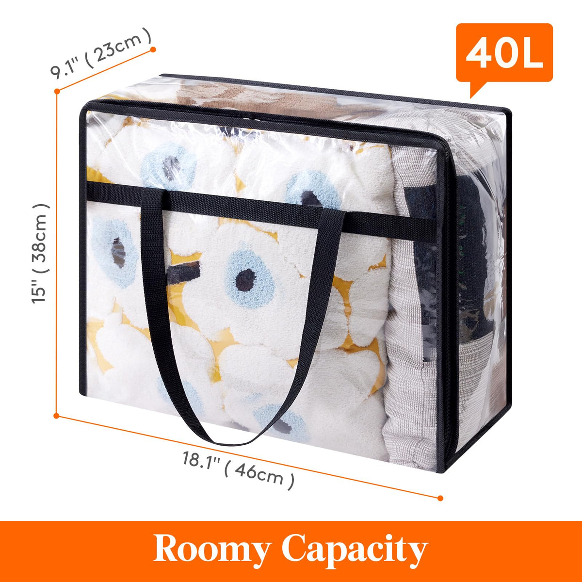 Lifewit 4 Pack Clear Clothes Storage Bags, 40L Plastic Blanket Storage Bags, Vinyl Foldable Moving Bags with Zipper, Closet Organizers and Storage Containers for Bedding, Duvet, Comforter 🍁 All In One Marketplace Canada