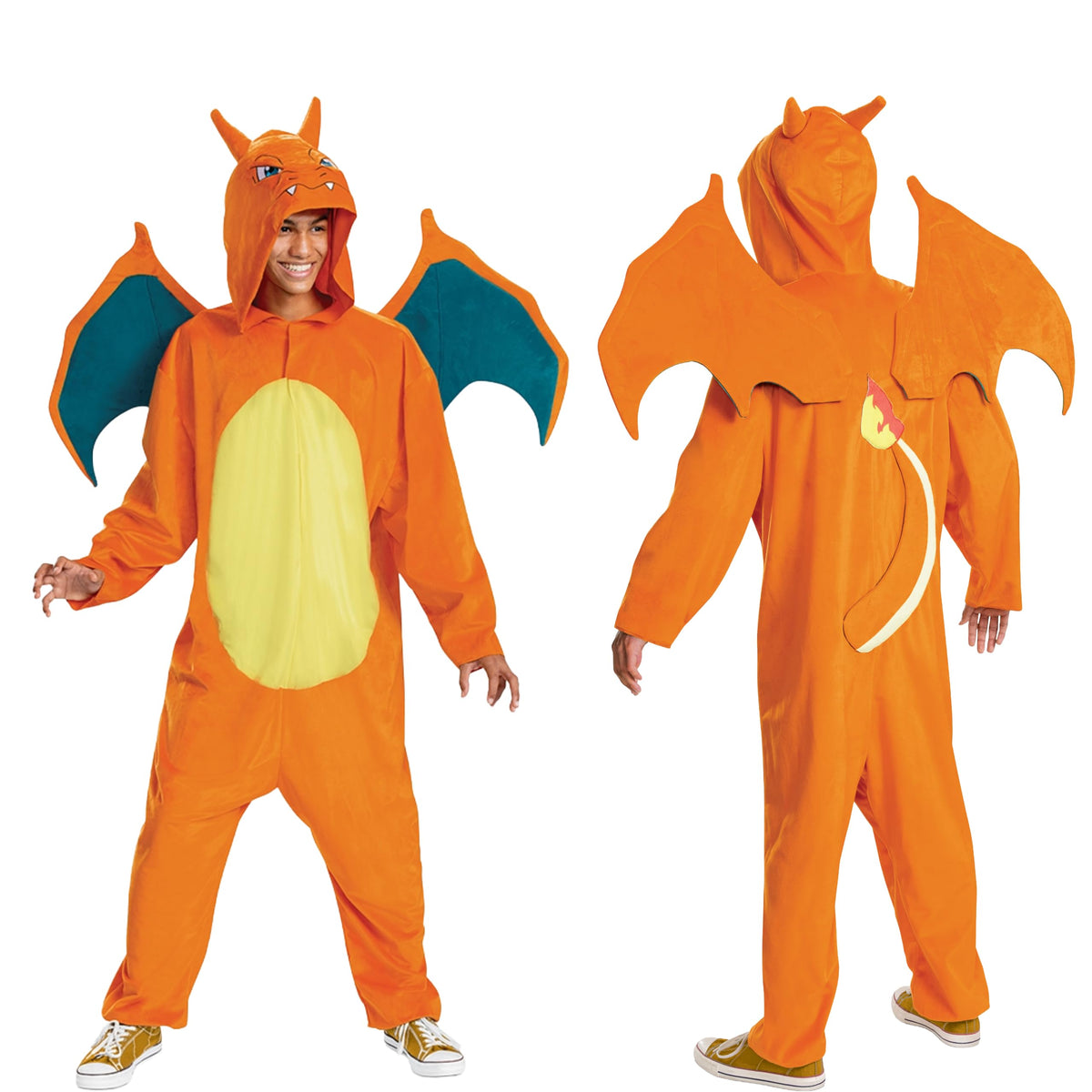 Disguise unisex-adult Charizard Costume Deluxe Official Pokemon Halloween Costume With Wings, Medium (38-40)