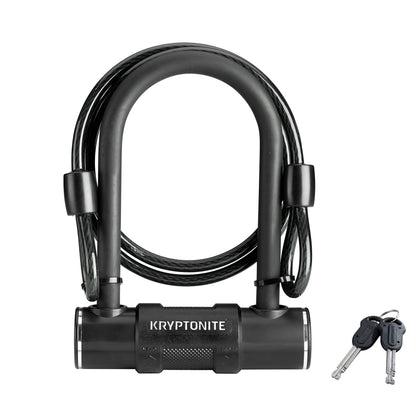 Kryptonite Bike U-Lock with Braided Steel Cable, High Security Anti-Theft Bicycle U Lock, 12mm Shackle and 8mm x4ft Length Security Cable with Keys for Scooter Road Mountain Bikes,Black 🍁 All In One Marketplace Canada
