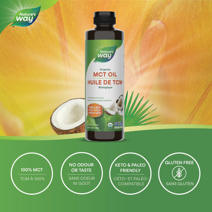 Nature's Way 100% Pure MCT Oil – Organic Coconut-Derived Medium Chain Triglycerides – No Palm or Filler Oils – Keto & Paleo Friendly – Non-GMO, Vegetarian, Gluten-Free, Flavourless – 480 mL 🍁 All In One Marketplace Canada