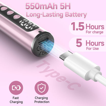 SnnyNyx Cordless Electric Nail Drill 35000 RPM, Professional Nail File Kit with LCD Display, 12 Bits & 36 Sanding Bands, Rechargeable Manicure Pedicure Kit for Acrylic Gel Nails, Salon & Home Use(Rose Gold) 🍁 All In One Marketplace Canada