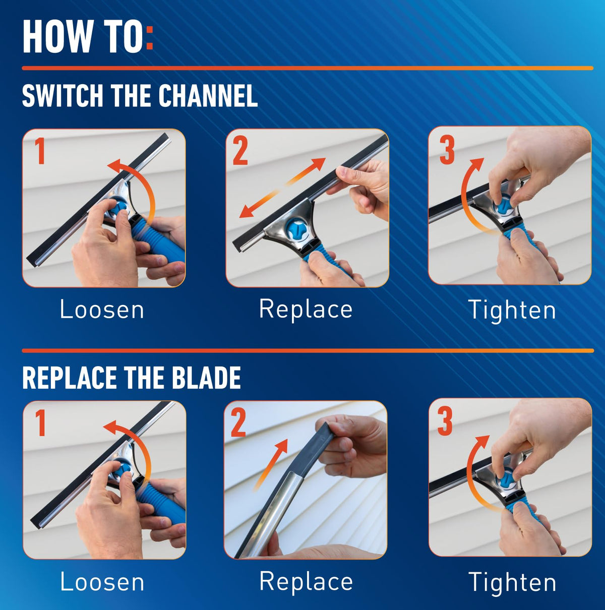 Unger Professional 18” EZ Change Window & Glass Cleaning Squeegee - Streak Free Results, Clean Large and Small Windows, with 12” Channel 🍁 All In One Marketplace Canada