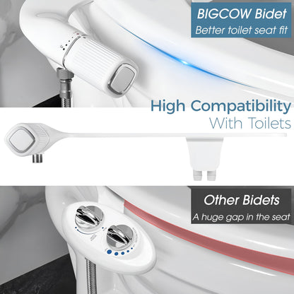 BIGCOW Bidet Attachment for Toilet, Ultra-Slim Dual Nozzle (Frontal & Rear Wash) Hygienic Toilet Bidet, Fresh Cold Water Pressure Adjustable Bidet Attachment with Stainless Steel Inlet 🍁 All In One Marketplace Canada
