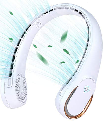 Neck Fan, Neck Fans Portable Rechargeable, Upgrade 360° Air Outlet, Super Quiet, 3 Speeds, 4000mAh Personal Bladeless Wearable Fan for Indoor Outdoor Travel-White 🍁 All In One Marketplace Canada