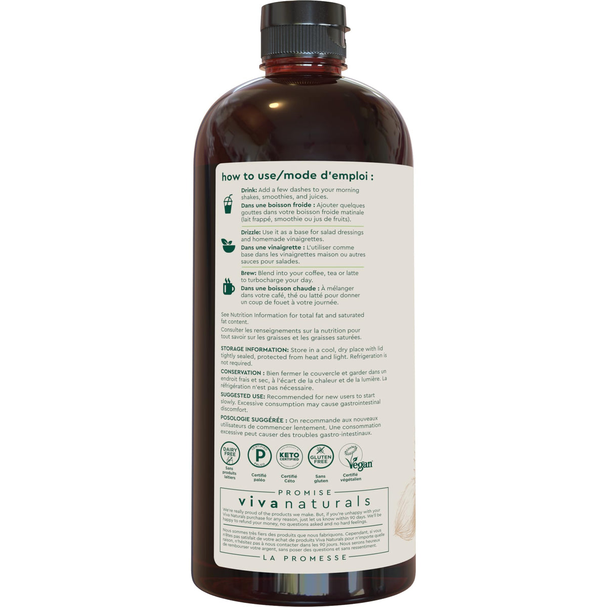 Viva Naturals MCT Oil Organic for Keto Coffee, Smoothies and Salad Dressings - Made from Organic Coconuts - Gluten Free, Dairy Free, Vegan, Keto & Paleo Certified - (946 mL, 32 fl oz) 🍁 All In One Marketplace Canada