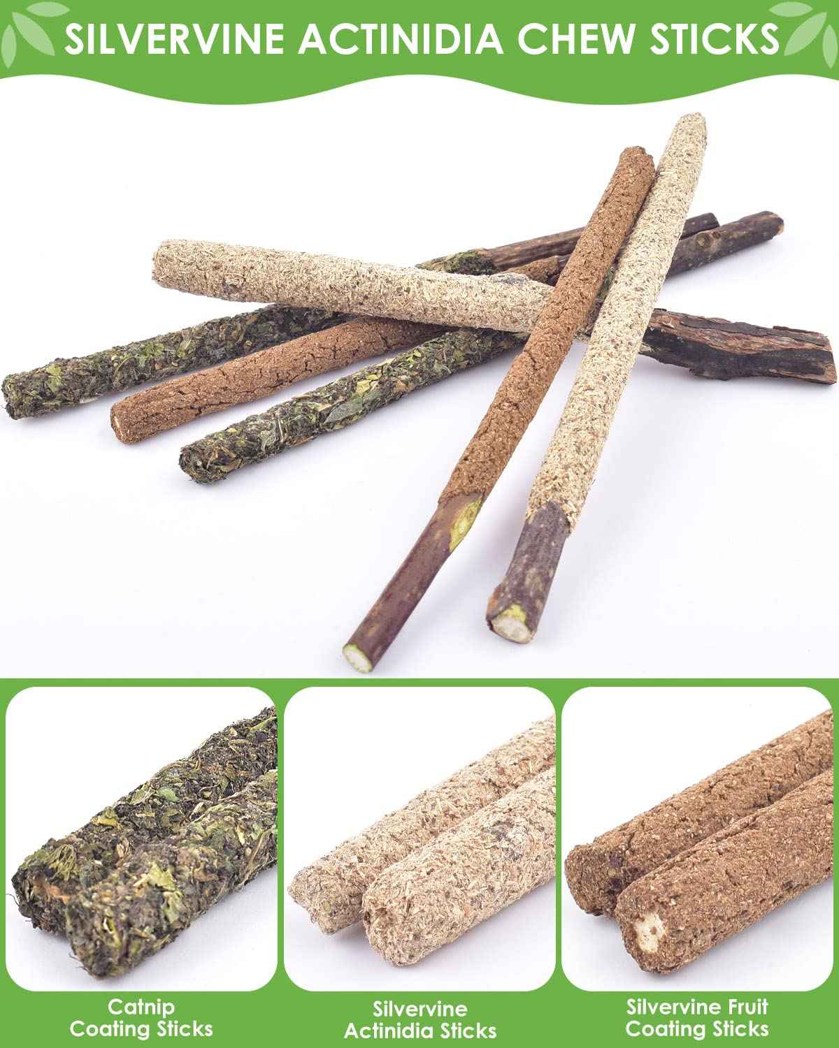 TINDTOP Silvervine Sticks for Cats, 10 Pack Natural Catnip Chew Toys for Kittens Teeth Cleaning, Matatabi Dental Care, Increase Appetite, Calm Cat Anxiety and Stress, Aggressive Chewers Cat Dental Toy 🍁 All In One Marketplace Canada