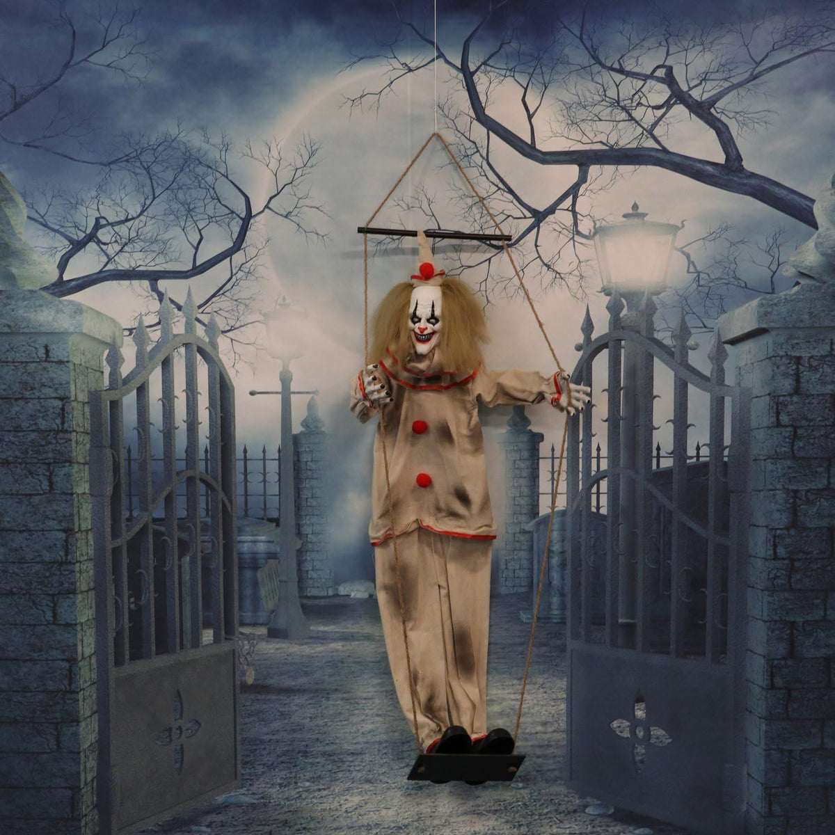 Haunted Hill Farm 55-in. Smalls The Animated Swinging Clown, Indoor or Covered Outdoor Halloween Decoration, Battery Operated, Festive Holiday Decor
