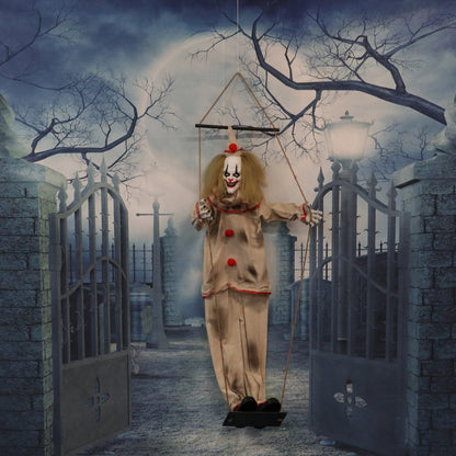 Haunted Hill Farm 55-in. Smalls The Animated Swinging Clown, Indoor or Covered Outdoor Halloween Decoration, Battery Operated, Festive Holiday Decor