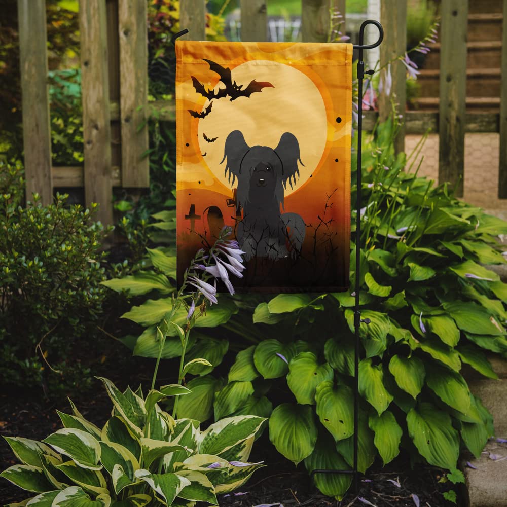 Caroline's Treasures BB4378GF Halloween Chinese Crested Black Flag Garden Size, Small, Multicolor