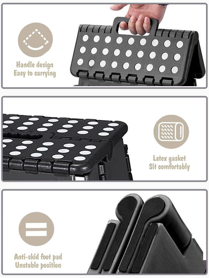 Acko Folding Step Stool 13 inch Heavy Duty Plastic Foldable Step Stool for Adults and Kids, Premium Black Step Stool Toddler, Small Collapsible Fold Up Stepping Stool Kitchen Bathroom Step Stool 🍁 All In One Marketplace Canada