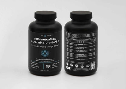 Caffeine Pills with L-Theanine - 180 Energy Pills for Women & Men - Clean & Long-Lasting Focused Energy - Sustained Release 100mg Caffeine + 200mg L Theanine - No Crash Capsules, Vegan Supplement 🍁 All In One Marketplace Canada