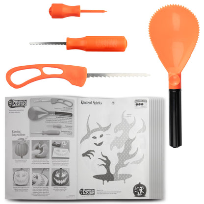 Pumpkin Masters Premium All in One Carving Kit – Comprehensive Halloween Pumpkin Carving Kit with Large Handled Tools and New Patterns