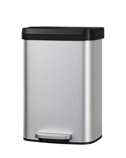 Garvee 13 gal / 50 L Stainless Steel Trash Can with Lid, Large Garbage Can for Kitchen, Rustproof Step-on Kitchen Metal Trash Bin with Liner Rim, Rear Handle, Soft Close Plastic Lid, Silver 🍁 All In One Marketplace Canada