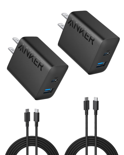 Anker iPhone 17/16 Charger, 2-Pack 20W Fast USB C Charger Block, for iPhone 17/16/16 Pro Max/15 Series/iPad Pro and More (2 Pack & 2 Cable)(Black) 🍁 All In One Marketplace Canada