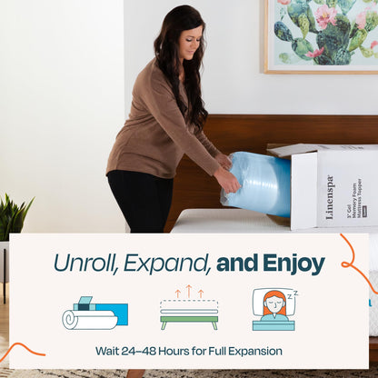 Linenspa 3 Inch Memory Foam Mattress Topper, Gel Infused Twin XL Mattress Topper, CertiPUR-US Certified, Topper Only 🍁 All In One Marketplace Canada