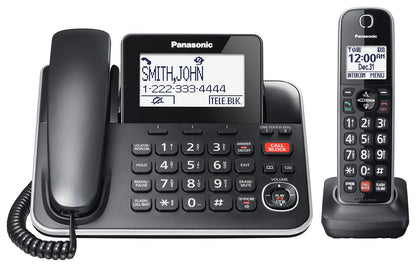 Panasonic DECT 6.0 2-in-1 Corded/Cordless Phone with Answering Machine, Advanced Call Block (1,000 Numbers), and Talking Caller ID - 1 Cordless Handset - KX-TGF870CB, Black 🍁 All In One Marketplace Canada