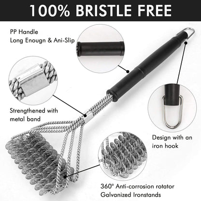2 Pack BBQ Grill Brush, 18 inch BBQ Accessories, BBQ Cleaning Brush Safe Bristle Free BBQ Brush,100% Rust-Proof Stainless Steel- BBQ Grill Cleaner for Gas, Charcoal, Smoker, Porcelain, Infrared Grill 🍁 All In One Marketplace Canada