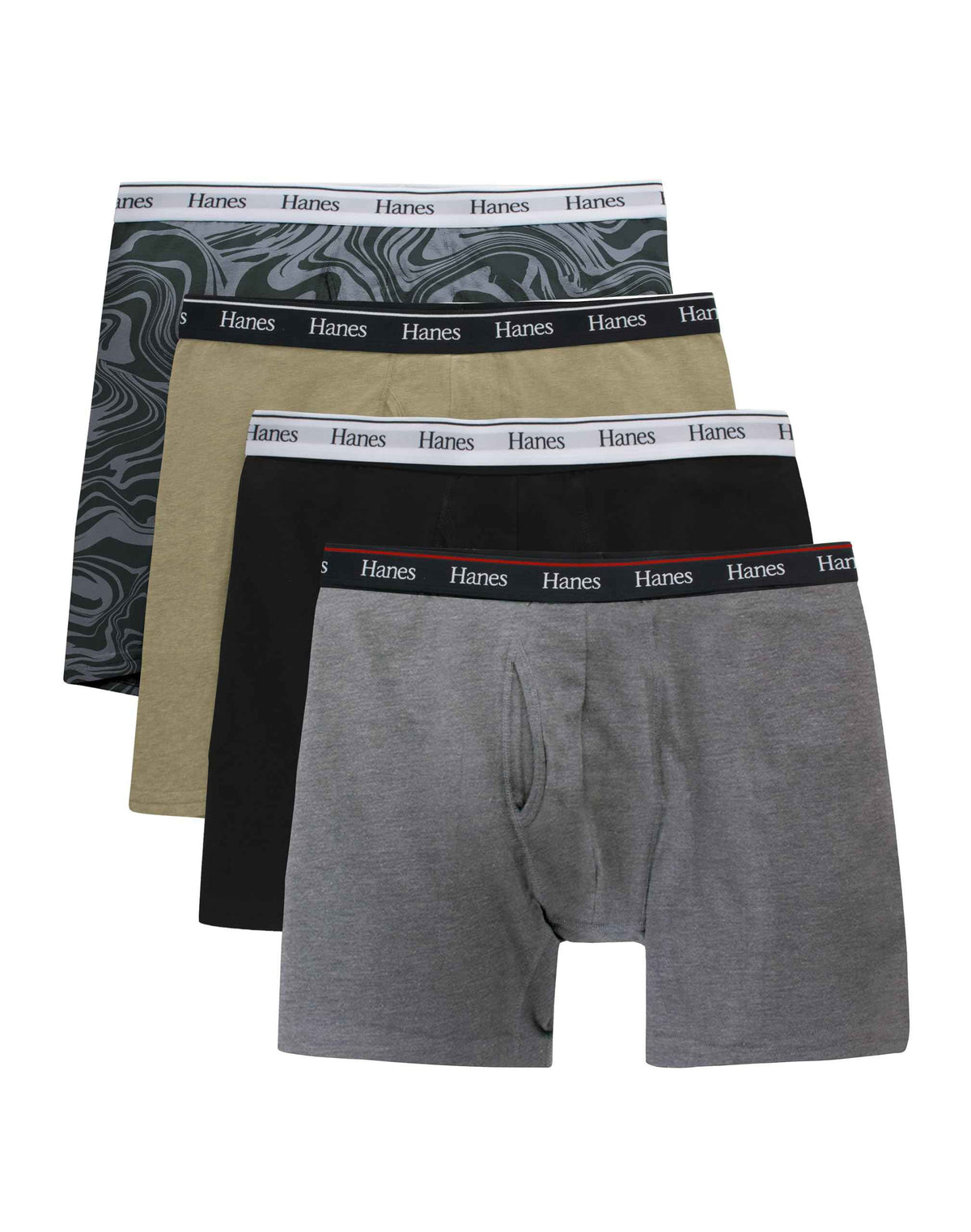Hanes Originals Men's Boxer Briefs, Stretch Cotton Moisture-Wicking Underwear, Modern Fit Low Rise, Pack of 4, Grey/Black assortement, Size X Large 🍁 All In One Marketplace Canada