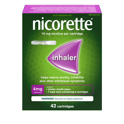 Nicorette 4mg Nicotine Inhaler – Clinically Proven Quit Smoking Aid with Hand-to-Mouth Action, Helps Reduce Cravings & Withdrawal, NRT for Adults Quitting Cigarettes, 42 Cartridges 🍁 All In One Marketplace Canada