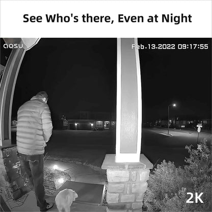 AOSU Doorbell Camera Wireless Outdoor, Battery-Powered Video Doorbell with Chime, 2K Resolution, Save Locally or to The Cloud, 2.4GHz WiFi, 180-Day Battery Life, Work with Alexa & Google Assistant 🍁 All In One Marketplace Canada