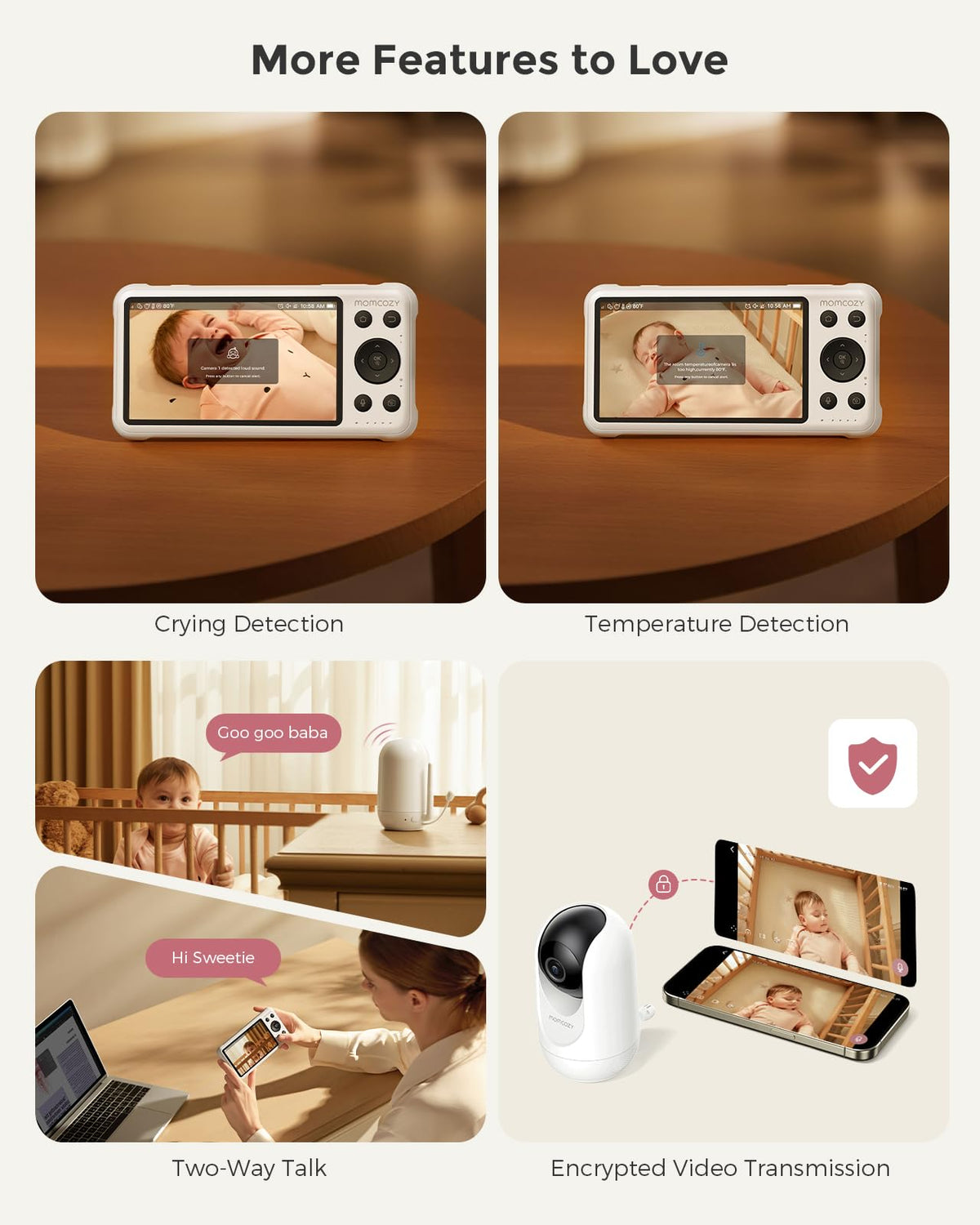 Momcozy Smart WiFi Baby Monitor with Camera and Audio, 5" 1080P Screen with Wall Mount, Motion & Cry Detection, Safe Fence,Clear Night Vision, 5000mAh Battery, 2-Way Talk, Photo & Video Recording,BM04 🍁 All In One Marketplace Canada