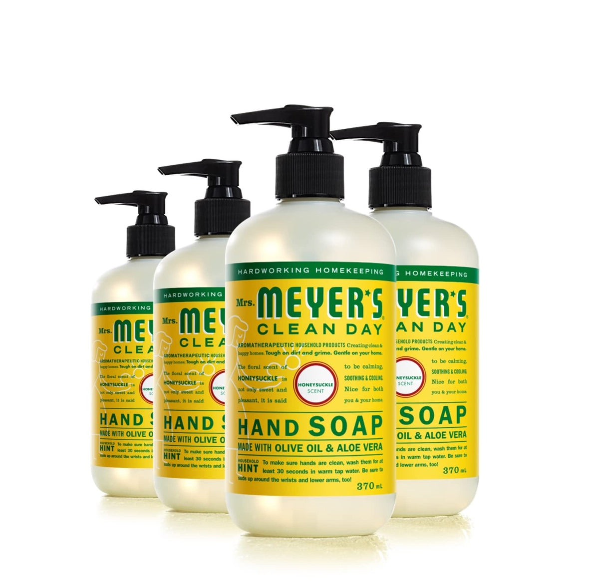 Mrs. Meyer's Hand Soap, Made with Essential Oils, Biodegradable Formula, Honeysuckle, 370 mL, 4 Pack 🍁 All In One Marketplace Canada