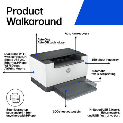 HP LaserJet M209dw Compact Monochrome Printer with Automatic Two-Sided Printing | 6GW62F Gray 🍁 All In One Marketplace Canada