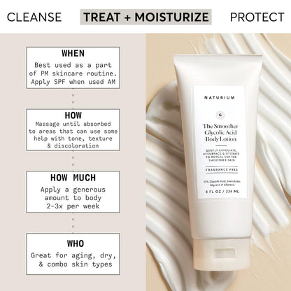 Naturium The Smoother Glycolic Body Lotion | Moisturizing & Exfoliating Cream, With AHA, For Rough and Dry Skin | 8 FL OZ / 234 ml 🍁 All In One Marketplace Canada