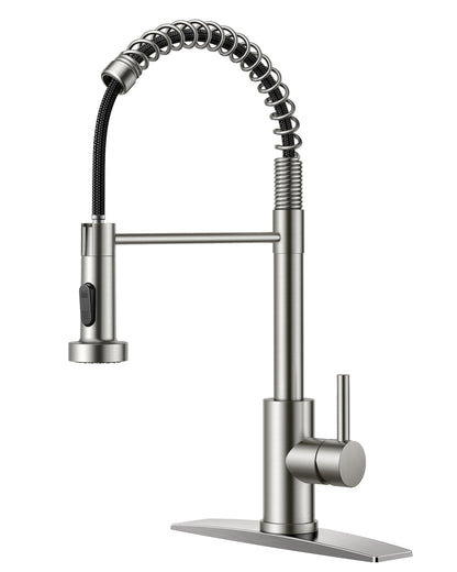 FORIOUS Kitchen Faucets, Brushed Nickel Kitchen Sink Faucet with Pull Down Sprayer, Commercial Kitchen Faucet Stainless Steel, Classic Single Handle Pull Out Sink Faucets for RV Laundry Utility Room 🍁 All In One Marketplace Canada
