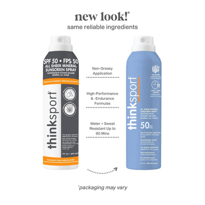 Thinksport SPF 50 All Sheer Mineral Sunscreen Spray – Air Powered, Waterproof Sport Sunscreen Spray – Safe, Natural Zinc Oxide Sun Protection, 6 Fl oz 🍁 All In One Marketplace Canada