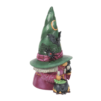 Enesco Jim Shore Heartwood Creek Halloween Witch Gnome with Cauldron Figurine, 7.68 Inch, Multicolor