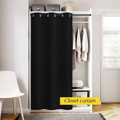 NICETOWN Black Doorway Curtains 84 Inch Length, Thermal Insulated Grommet Closet Door Curtain Room Divider Temporary Halloween Window Treatment for Bedroom, 1 Panel, 42 Inch Wide