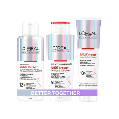 L'Oréal Paris Hair Expertise Bond Repair Shampoo and Conditioner Set with Hair Treatment, Citric Acid for Hair Breakage, 3x Pieces (Pre-Shampoo, Shampoo, Conditioner) 🍁 All In One Marketplace Canada