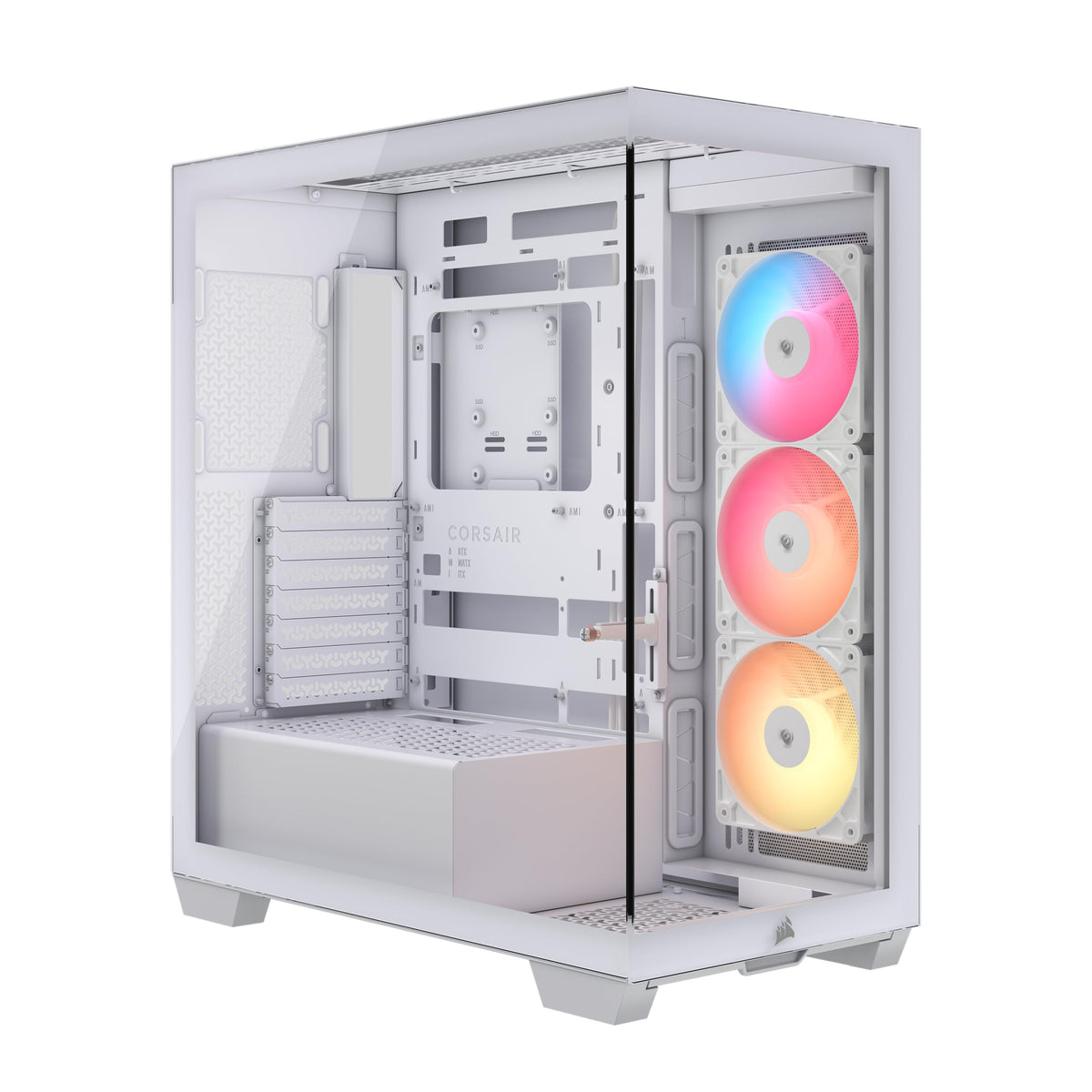 CORSAIR 3500X RS-R ARGB Mid-Tower PC Case – 3X Pre-Installed RS120-R ARGB Fans, GPU Anti-Sag Arm, Fits up to 10x 120mm Fans, Reverse Connection Motherboard Compatible – White 🍁 All In One Marketplace Canada