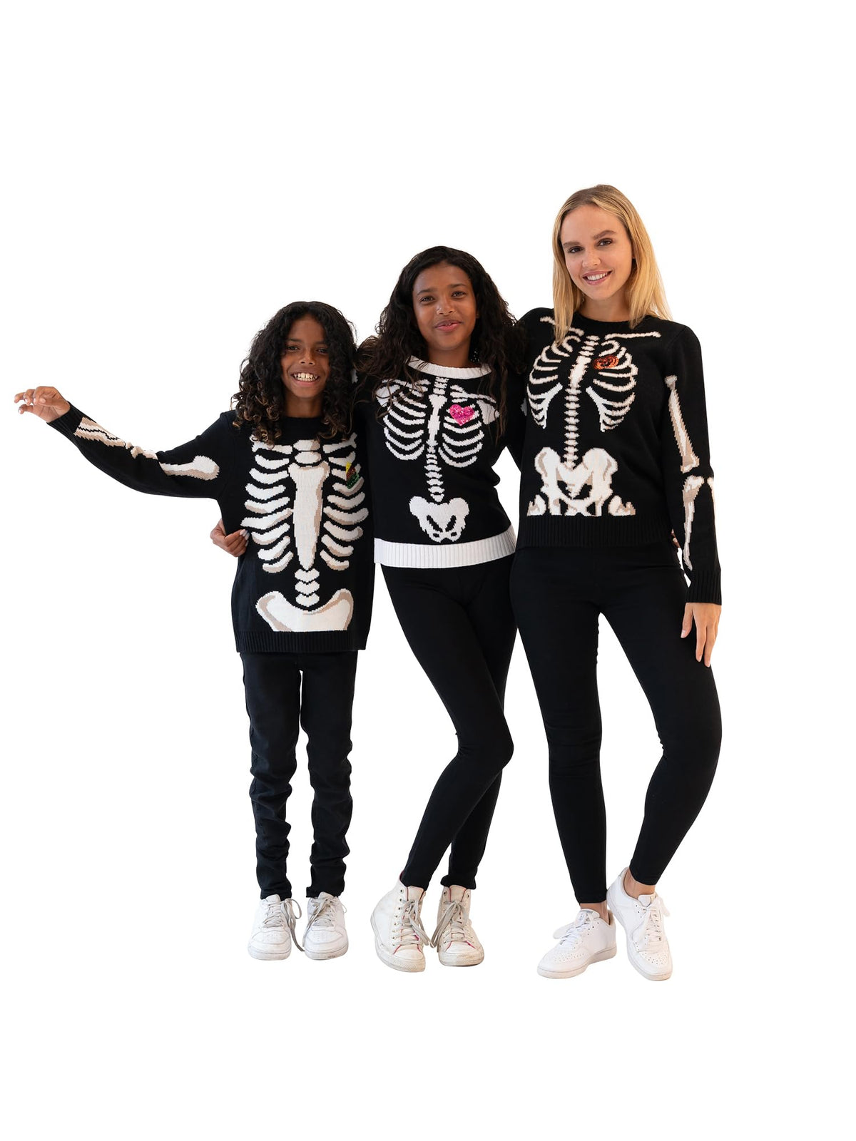 Blizzard Bay Women's Halloween Crew Neck, Long Sleeve, Sweater, Black Skeleton, Medium