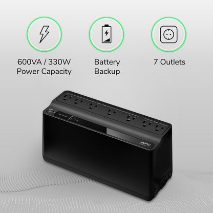 APC UPS Battery Backup & Surge Protector with USB Charger, 600VA APC Back-UPS (BE600M1) 🍁 All In One Marketplace Canada