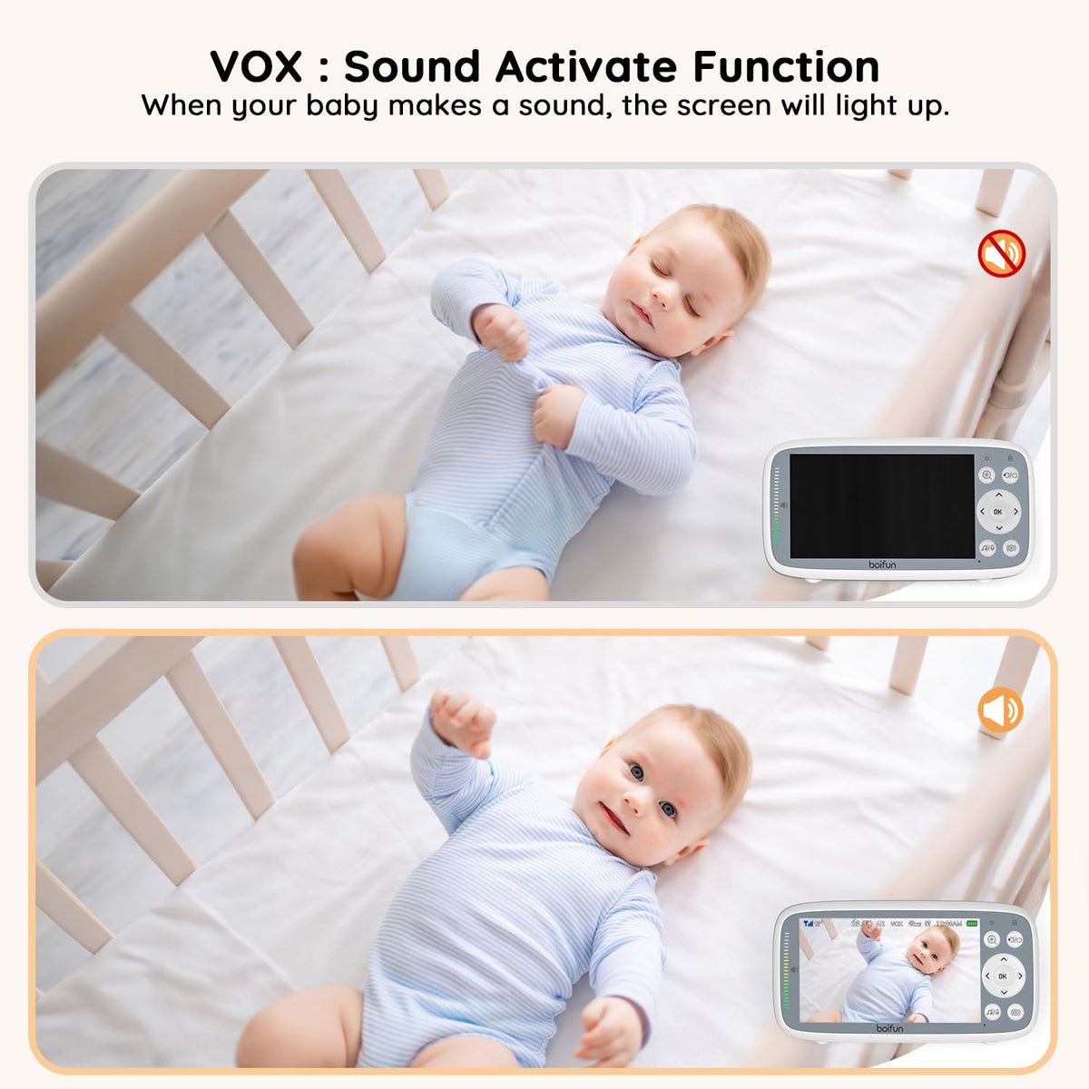 2026 Upgraded Boifun Baby Monitor No Wi-Fi, Baby Camera with 4" 720P IPS Screen, Night Vision, 3X Zoom, Two-Way Audio, Temperature Monitoring, Lullabies, Sound Detection, Just Turn On & Go 🍁 All In One Marketplace Canada