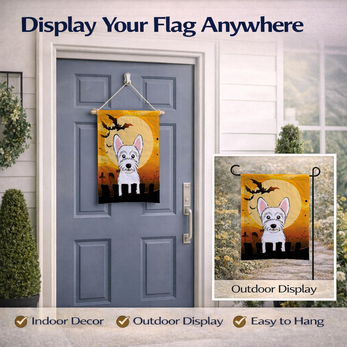 Caroline's Treasures BB1784GF Halloween Westie Garden Size Flag, Small, Multicolor
