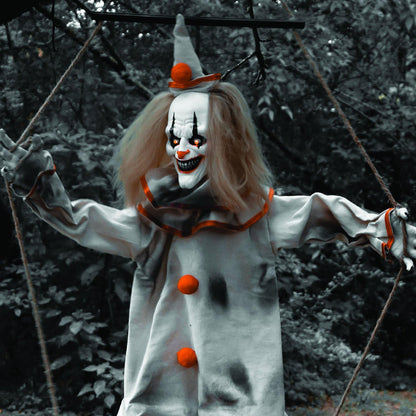 Haunted Hill Farm 55-in. Smalls The Animated Swinging Clown, Indoor or Covered Outdoor Halloween Decoration, Battery Operated, Festive Holiday Decor