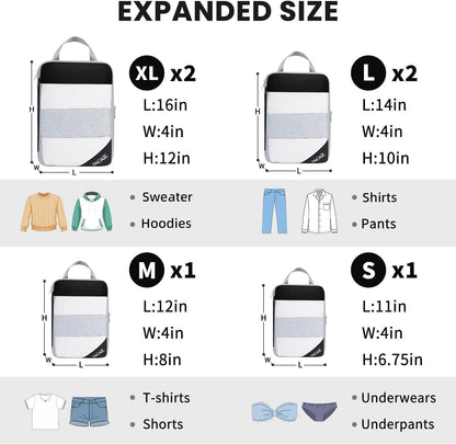 BAGAIL 6 Set/8 Set Compression Packing Cubes, Ultralight Expandable Packing Organizers for Carry on Travel Luggage(6set Jet Black) 🍁 All In One Marketplace Canada
