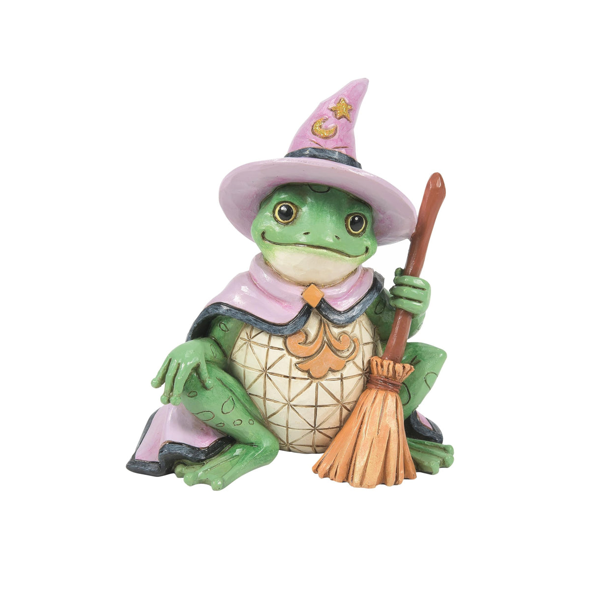 Enesco Jim Shore Heartwood Creek Halloween Frog Dressed as Witch Miniature Figurine, 3.43 Inch, Multicolor