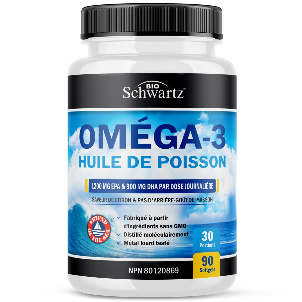Fish Oil Omega 3 EPA & DHA 2250 mg | Burpless Lemon Flavor Triple Strength Supplement with Fatty Acids from Wild Icelandic Fish | Supports Joint, Eyes, Brain & Skin Health | Non GMO | 90 Softgels 🍁 All In One Marketplace Canada