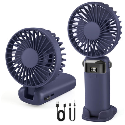 Portable Handheld Fan Rechargeable Small Fan 5 Speeds with Lanyard and Base USB Desk Fan Foldable Quiet Personal Fan with LED Display for Office, Home, Travel, Outdoor 🍁 All In One Marketplace Canada
