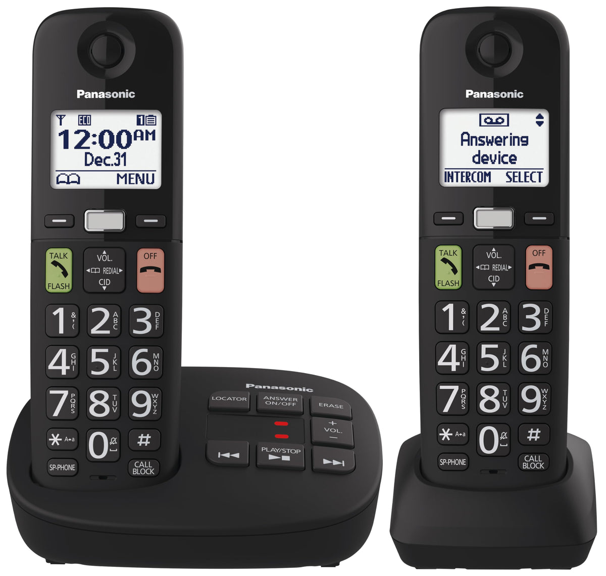 Panasonic Cordless Phone, Easy to Use with Large Display and Big Buttons, Flashing Favourites Key, Call Block, 2 Cordless Handsets - KX-TGU122CB (Black) 🍁 All In One Marketplace Canada