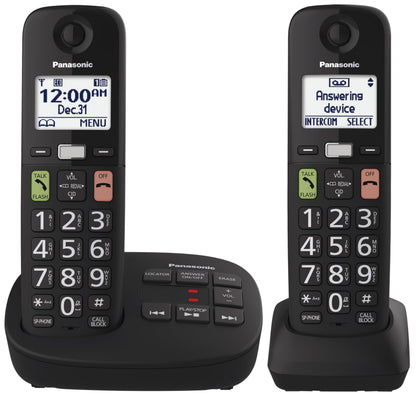 Panasonic Cordless Phone, Easy to Use with Large Display and Big Buttons, Flashing Favourites Key, Call Block, 2 Cordless Handsets - KX-TGU122CB (Black) 🍁 All In One Marketplace Canada