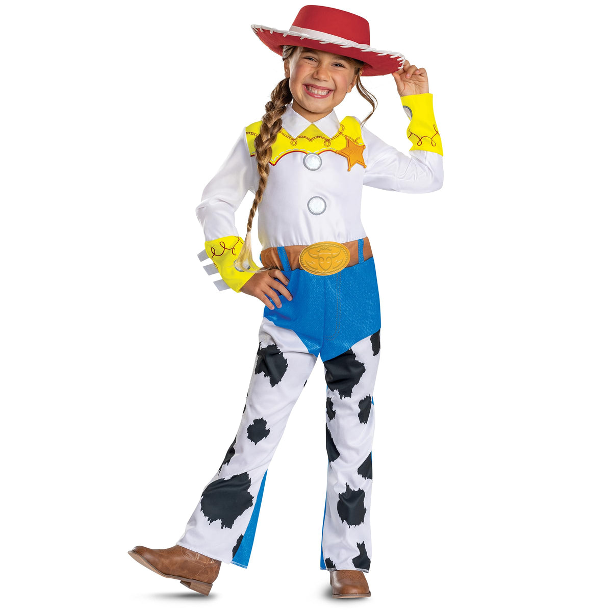 Disney Toy Story Sheriff Jessie Costume for Kids, Official Toy Story 5 Halloween Dress Up Outfit, Size (7-8)